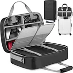 The travel case features a double-decker design to store PS5 console disc or digital version, 2 wireless controllers, game card, remote control, charging dock, HDMI and power cables and other accessories.